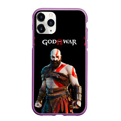 Чехол iPhone 11 Pro матовый God of War красные разводы, цвет: 3D-фиолетовый