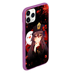 Чехол iPhone 11 Pro матовый GENSHIN IMPACT HU TAO ГЕНШИН ИМПАКТ ХУ ТАО FLOWERS, цвет: 3D-фиолетовый — фото 2