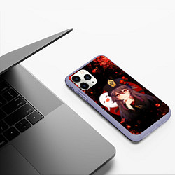 Чехол iPhone 11 Pro матовый GENSHIN IMPACT HU TAO ГЕНШИН ИМПАКТ ХУ ТАО FLOWERS, цвет: 3D-светло-сиреневый — фото 2