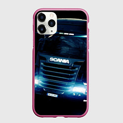 Чехол iPhone 11 Pro матовый SCANIA Дальнобой 2022, цвет: 3D-малиновый