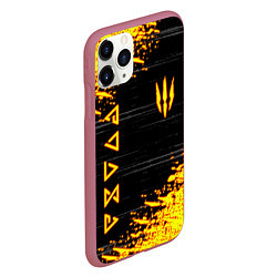 Чехол iPhone 11 Pro матовый The Witcher Neon, цвет: 3D-малиновый — фото 2