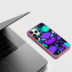 Чехол iPhone 11 Pro матовый GEOMETRY DASH NEON DEMON LEVELS, НЕОНОВЫЕ БРЫЗГИ К, цвет: 3D-малиновый — фото 2