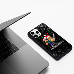 Чехол iPhone 11 Pro матовый MINECRAFT НОВОГОДНИЙ 2022, цвет: 3D-черный — фото 2
