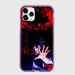 Чехол iPhone 11 Pro матовый Аста и его черный демон Черный клевер, цвет: 3D-фиолетовый