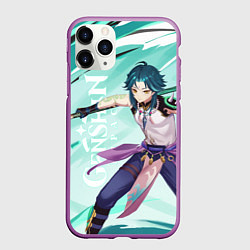 Чехол iPhone 11 Pro матовый СЯО ВОЛНЫ, GENSHIN IMPACT XIAO, цвет: 3D-фиолетовый