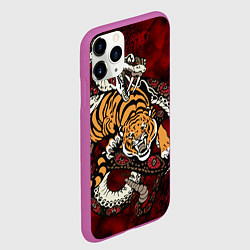 Чехол iPhone 11 Pro матовый Тигр со Змеёй 2022, цвет: 3D-фиолетовый — фото 2