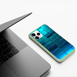 Чехол iPhone 11 Pro матовый 3D квадраты неоновые, цвет: 3D-салатовый — фото 2