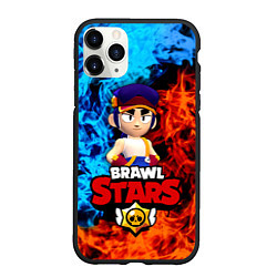 Чехол iPhone 11 Pro матовый ФЭНГ БРАВЛ СТАРС FANG BRAWL STARS ОГОНЬ, цвет: 3D-черный