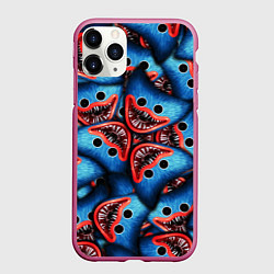 Чехол iPhone 11 Pro матовый ЛИЦО ХАГИ ВАГИ, POPPY PLAYTIME, цвет: 3D-малиновый
