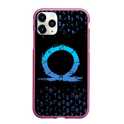 Чехол iPhone 11 Pro матовый БОГ ВОЙНЫ СИМВОЛ КРАТОСА, РУНЫ GOD OF WAR, цвет: 3D-малиновый