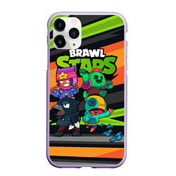 Чехол iPhone 11 Pro матовый Компания Brawl Stars, цвет: 3D-светло-сиреневый