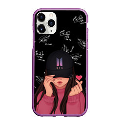 Чехол iPhone 11 Pro матовый BTS Autograph, цвет: 3D-фиолетовый