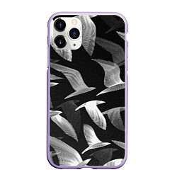 Чехол iPhone 11 Pro матовый Стая птиц 01, цвет: 3D-светло-сиреневый