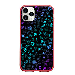 Чехол iPhone 11 Pro матовый RAINBOW SIX SIEGE NEON PATTERN SYMBOL