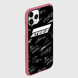 Чехол iPhone 11 Pro матовый ATEEZ БЕЛЫЕ АВТОГРАФЫ УЗОР, цвет: 3D-малиновый — фото 2