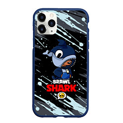 Чехол iPhone 11 Pro матовый BRAWL STARS SHARK БРЫЗГИ КРАСОК, цвет: 3D-тёмно-синий