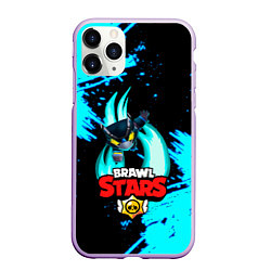 Чехол iPhone 11 Pro матовый BRAWL STARS ЛЕТЯЩИЙ MECHA CROW, цвет: 3D-сиреневый