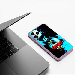 Чехол iPhone 11 Pro матовый BRAWL STARS ЛЕТЯЩИЙ MECHA CROW, цвет: 3D-сиреневый — фото 2