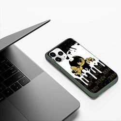 Чехол iPhone 11 Pro матовый КРУТОЙ BENDY AND THE INK MACHINE, цвет: 3D-темно-зеленый — фото 2