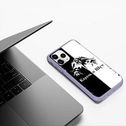 Чехол iPhone 11 Pro матовый КОРОЛЬ И ШУТ ЧЁРНО БЕЛЫЙ КЛОУН, цвет: 3D-светло-сиреневый — фото 2