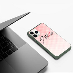 Чехол iPhone 11 Pro матовый Stray kids лого, K-pop ромбики, цвет: 3D-темно-зеленый — фото 2