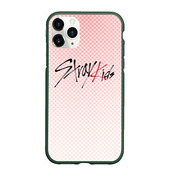 Чехол iPhone 11 Pro матовый Stray kids лого, K-pop ромбики, цвет: 3D-темно-зеленый
