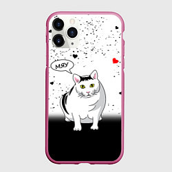 Чехол iPhone 11 Pro матовый CAT LOVE, цвет: 3D-малиновый