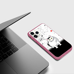 Чехол iPhone 11 Pro матовый CAT LOVE, цвет: 3D-малиновый — фото 2