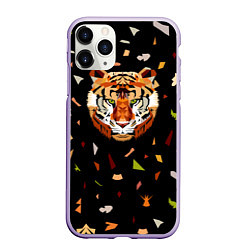 Чехол iPhone 11 Pro матовый Кусочки Тигра, цвет: 3D-светло-сиреневый