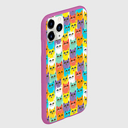 Чехол iPhone 11 Pro матовый Разноцветные Мультяшные Котики, цвет: 3D-фиолетовый — фото 2