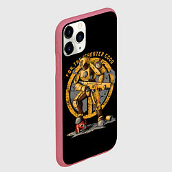 Чехол iPhone 11 Pro матовый Боевой робот Империума, цвет: 3D-малиновый — фото 2
