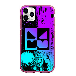 Чехол iPhone 11 Pro матовый GEOMETRY DASH NEON LEVELS SMILE, цвет: 3D-малиновый