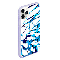 Чехол iPhone 11 Pro матовый 3D ВЗРЫВ ПЛИТ Белые и синие осколки, цвет: 3D-светло-сиреневый — фото 2