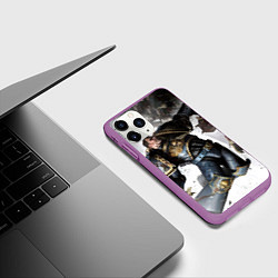 Чехол iPhone 11 Pro матовый Космодесантник в деле Арт, цвет: 3D-фиолетовый — фото 2