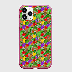 Чехол iPhone 11 Pro матовый Овощи ЗОЖ, цвет: 3D-малиновый