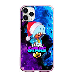 Чехол iPhone 11 Pro матовый LEON SHARK НОВОГОДНИЙ BRAWL STARS НЕОНОВЫЙ ОГОНЬ