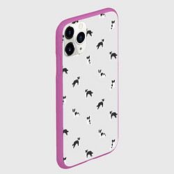 Чехол iPhone 11 Pro матовый Черно-белые собачки паттерн, цвет: 3D-фиолетовый — фото 2
