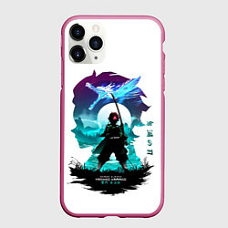 Чехол iPhone 11 Pro матовый Танджиро Камадо Клинок рассекающий демонов, цвет: 3D-малиновый