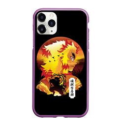 Чехол iPhone 11 Pro матовый Ренгоку Клинок рассекающий демонов, цвет: 3D-фиолетовый