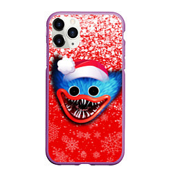 Чехол iPhone 11 Pro матовый POPPY PLAYTIME ХАГИ ВАГИ НОВОГОДНИЙ, СНЕЖИНКИ, цвет: 3D-фиолетовый