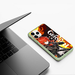 Чехол iPhone 11 Pro матовый ДИЛЮК ПИРО ВЗРЫВ DILUC, цвет: 3D-салатовый — фото 2
