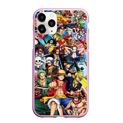 Чехол iPhone 11 Pro матовый ВСЕ ГЕРОИ АНИМЕ ВАН ПИС ALL HEROES ONE PIECE, цвет: 3D-розовый