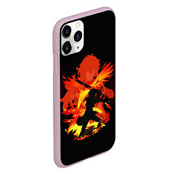 Чехол iPhone 11 Pro матовый DILUC FIRE GENSHIN IMPACT НА СПИНЕ, цвет: 3D-розовый — фото 2