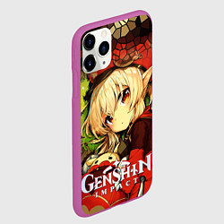 Чехол iPhone 11 Pro матовый Кли - искорка из Genshin Impact, цвет: 3D-фиолетовый — фото 2