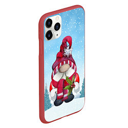 Чехол iPhone 11 Pro матовый Маленький новогодний гномик 2022, цвет: 3D-красный — фото 2