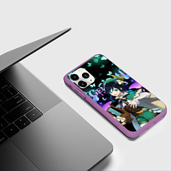 Чехол iPhone 11 Pro матовый VENTI GENSHIN IMPACT BUTTERFLY, НЕОНОВЫЕ БАБОЧКИ, цвет: 3D-фиолетовый — фото 2