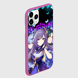 Чехол iPhone 11 Pro матовый ТРИО ГЕРОИНЬ ГЕНШИН ИМПАКТ, НЕОНОВЫЕ БАБОЧКИ, цвет: 3D-фиолетовый — фото 2