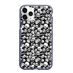 Чехол iPhone 11 Pro матовый Screaming skulls & web, цвет: 3D-серый