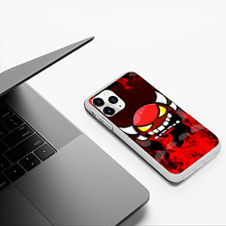 Чехол iPhone 11 Pro матовый GEOMETRY DASH RAGE SMLIE LEVELS RED FIRE, цвет: 3D-белый — фото 2