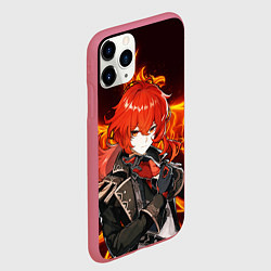 Чехол iPhone 11 Pro матовый ОГНЕННЫЙ ФЕНИКС ДИЛЮК, ГЕНШИН ИМПАКТ, цвет: 3D-малиновый — фото 2